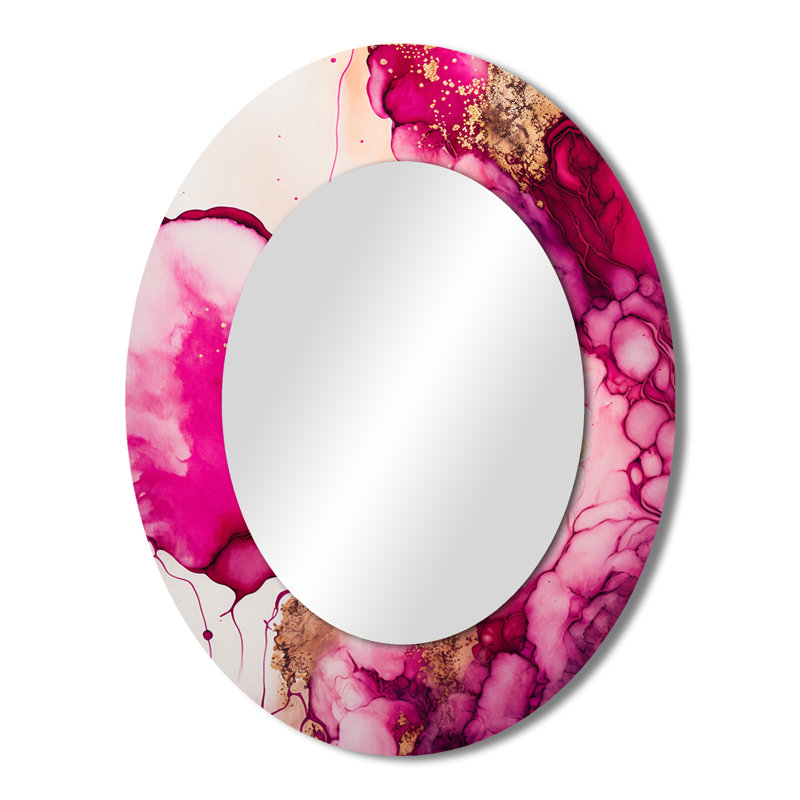 Serenity In Rasberry Blush V - Miroir mural moderne ovale, 43 po x 33 po