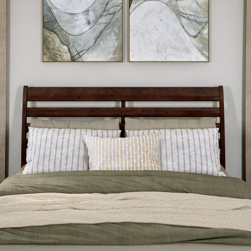 Ashmun Solid Wood Sleigh Slat Panel Headboard, Queen, Walnut