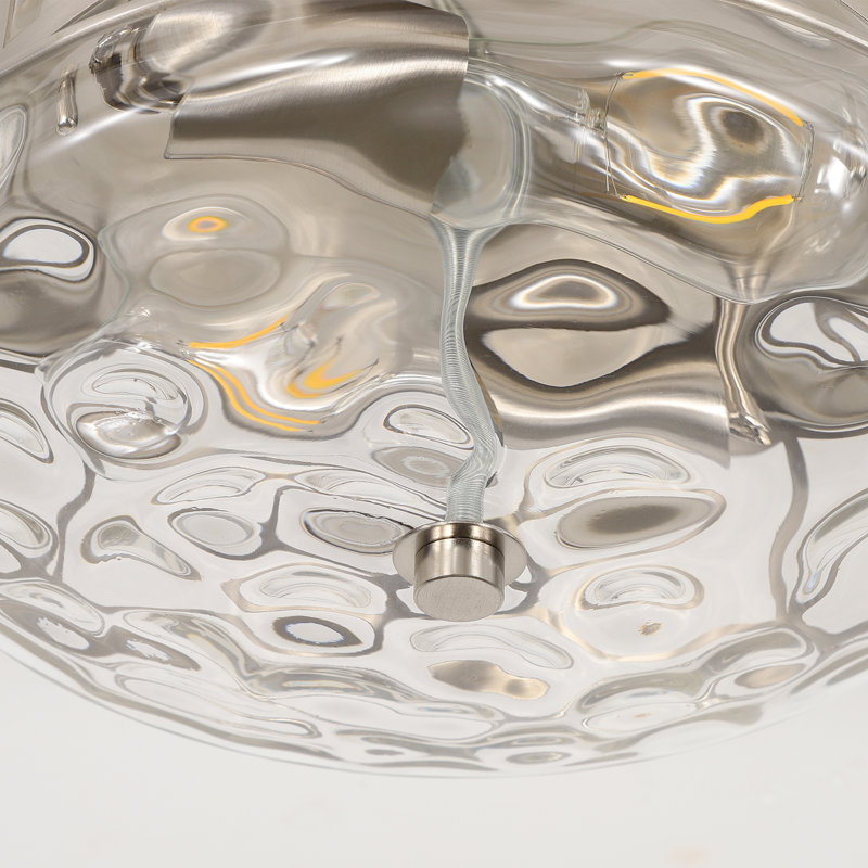 Plafonnier encastré en verre 2 lumières Alixandra, Nickel brossé, L 10 po x l 10 po x H 5 po