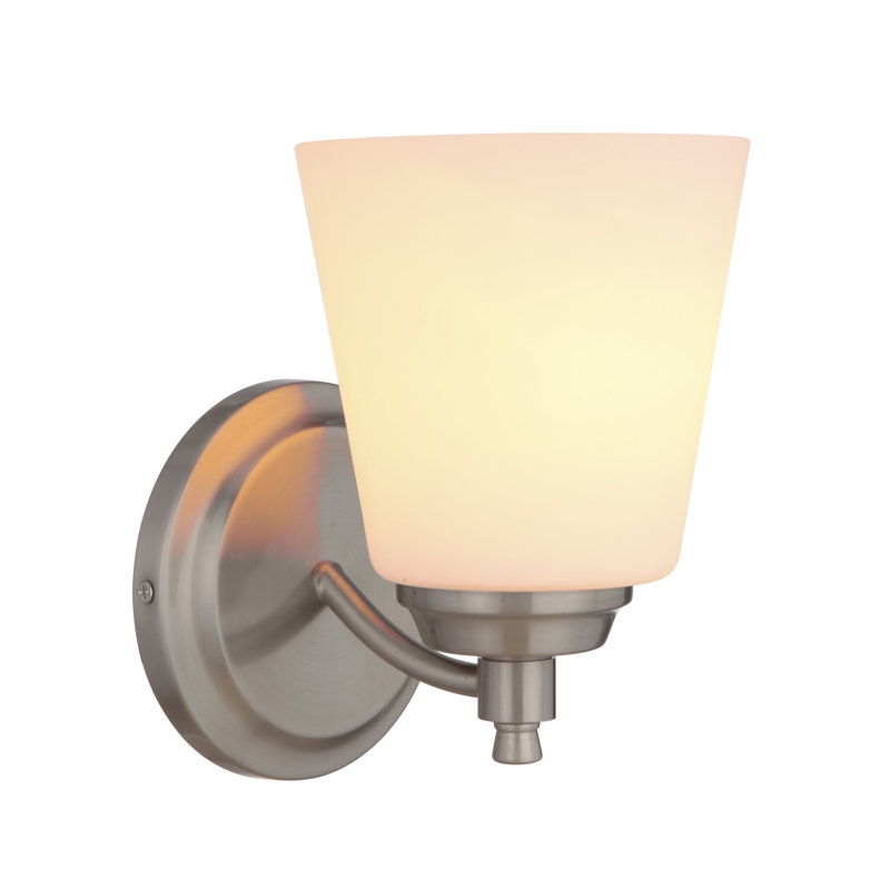 Appliquee à bras 1 lumière à intensité réglable Yates, Blanc givré, Nickel poli brossé