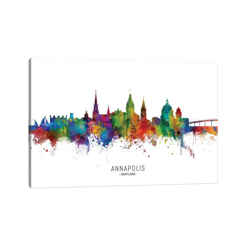 «Annapolis Maryland Skyline» par Michael Tompsett, impression sur toile tendue, H 12 po x l 18 po x 1,5 po