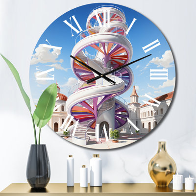 Escalier architectural en spirale - Horloge murale architecture futuriste