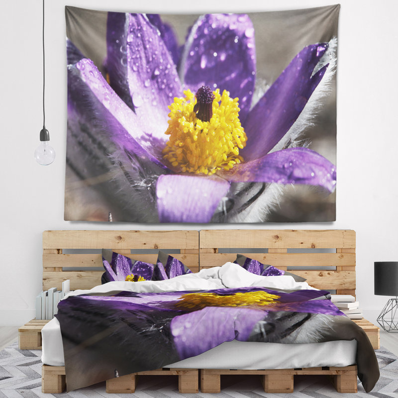 Tapisserie floral mauve en fleur, H 50 po x l 60 po