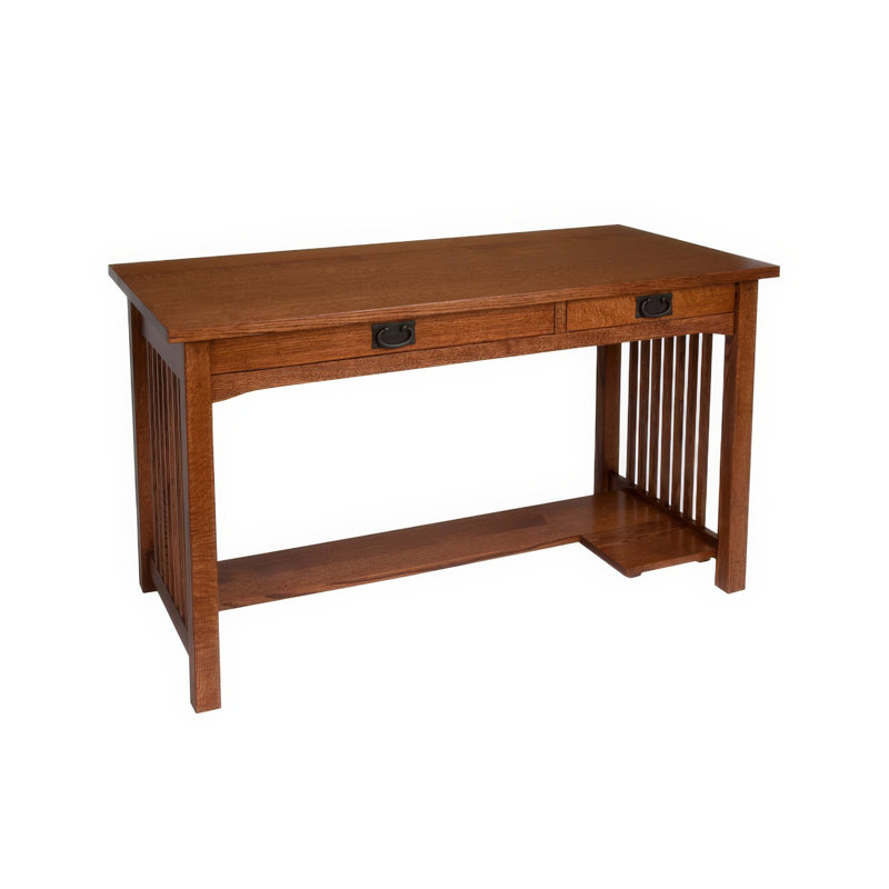 Solid Oak Computer Desk With Drop Front Drawer - Heirloom Quality, 7-Step Finish