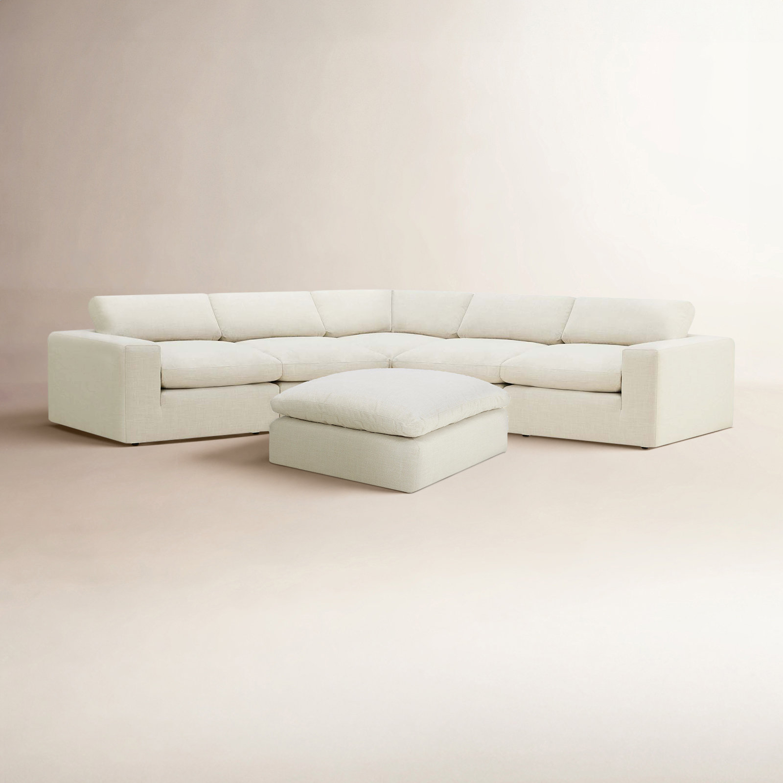 Asher Modular Sectional, Cream Polyester
