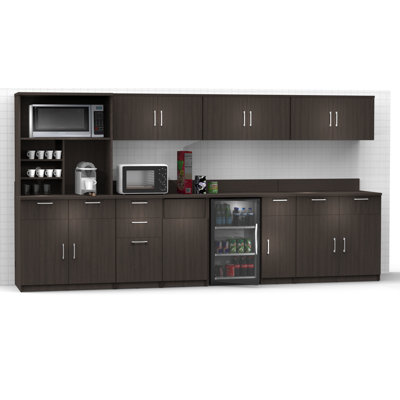 Buffet Sideboard Kitchen Break Room Lunch Coffee Kitchenette Cabinets 9 Pc Espresso – Factory Assembled (Furniture Items Purchase Only) -  Breaktime, 7584