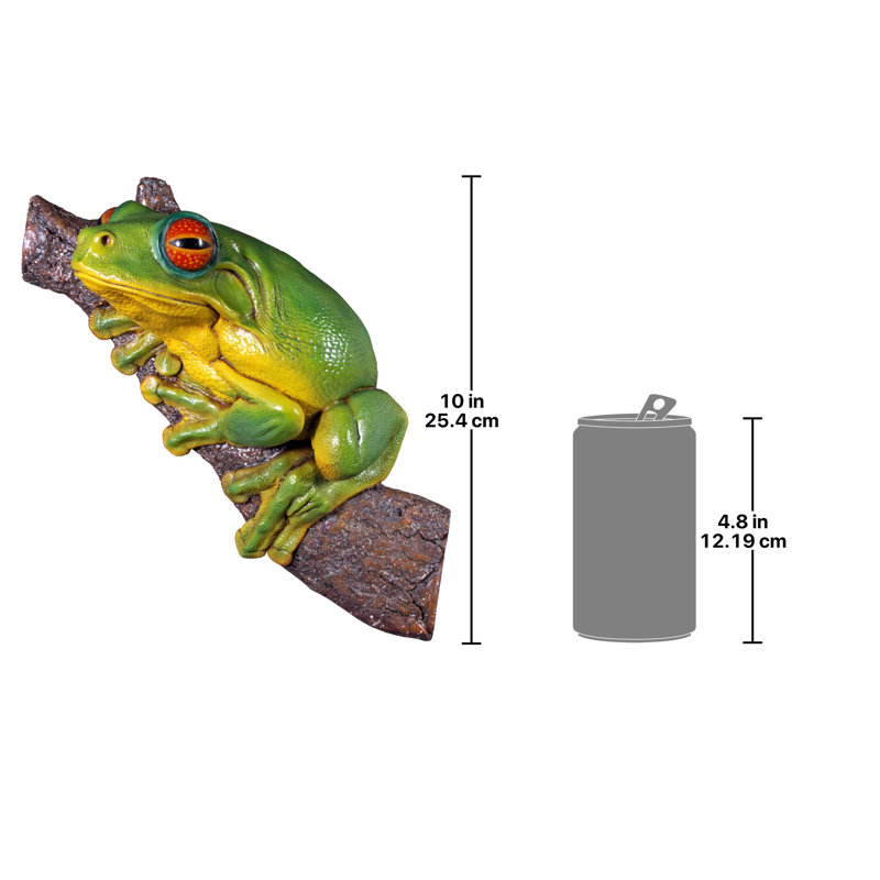 Large Handpainted Resin Red-Eyed Tree Frog Garden Statue