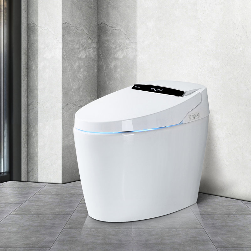 Auto Seat Open/Close Bidet Toilet - Night , Temperature Adjustable, White Ceramic Smart With Function Multiple Flushing Options,
