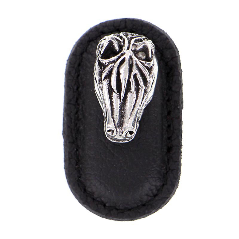 Poignée fantaisie 1,75 po Equestre, Noir, Étain rétro
