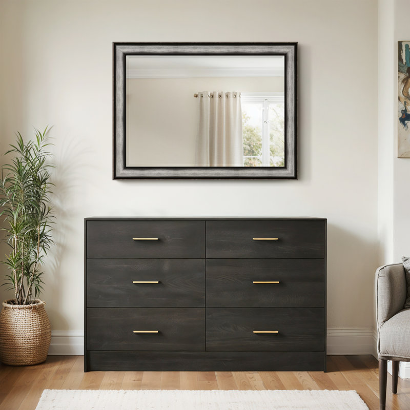 Metropolis Flat Beveled Mirror, 42" x 30", Pewter