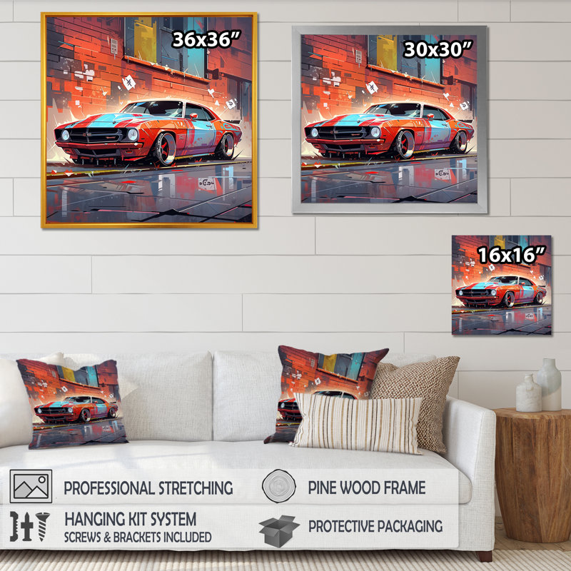 " Graffity Car In Tokyo ", Gold Floater Frame, 24" H x 24" W x 1" D
