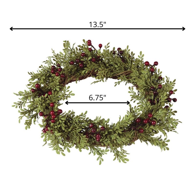 Feuille artificielle avec couronne de baies, H 13,5 po x l 13,5 po x P 5 po