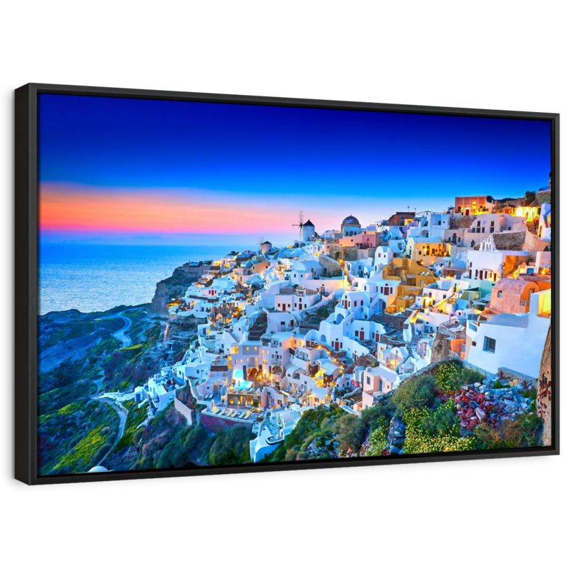 Impression romantique sur toile romantique Santorini Sunset, H 29 po x l 43 po