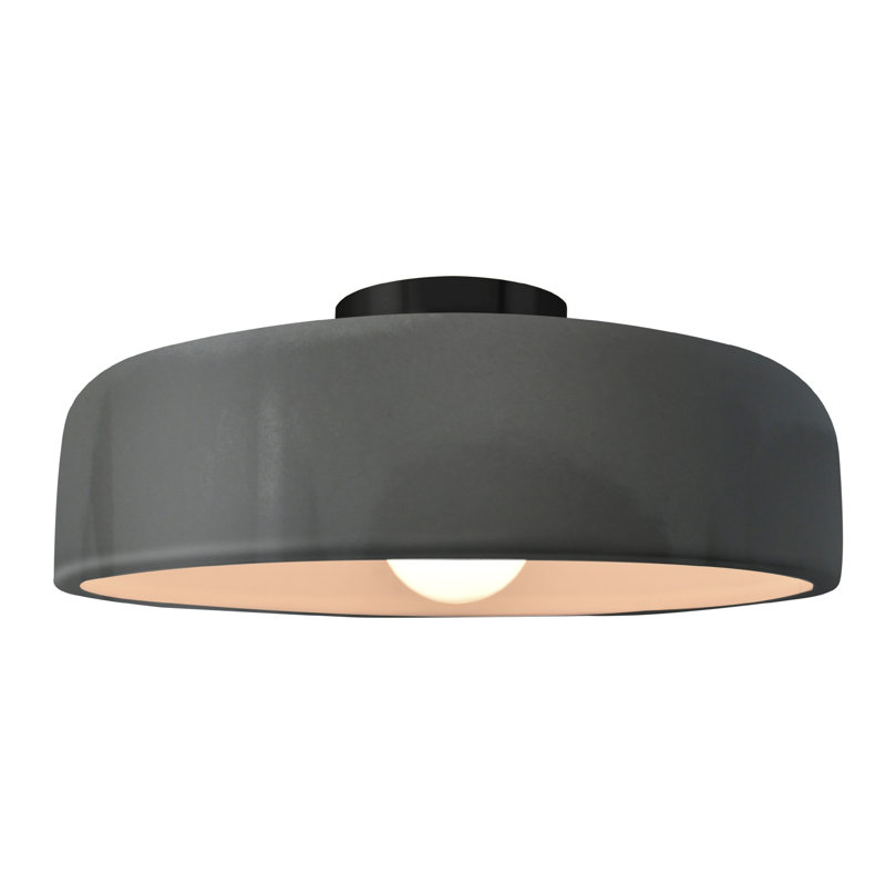 Plafonnier semi-encastré Radiance, Gris brillant, Noir mat, H 6,5 po x l 16 po x P 16 po