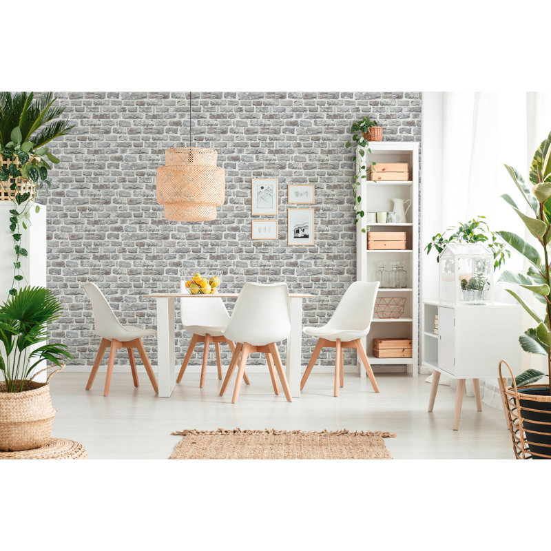 Bricks and More Collection Stone Brick Wallpaper Roll, Gray
