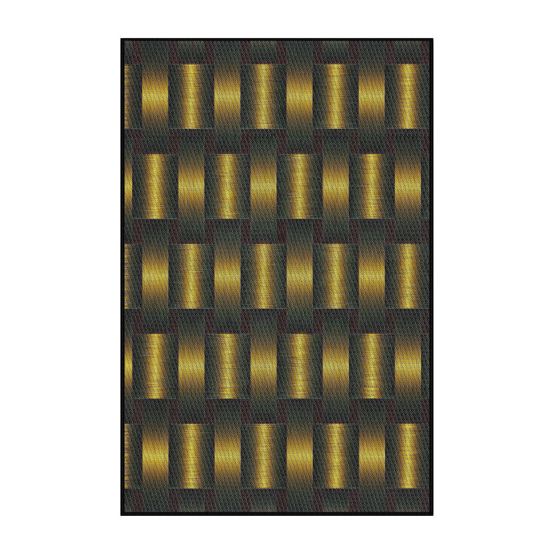 Tapis de zone dorée/noir à motifs, Rectangle 5 pi x 7 pi