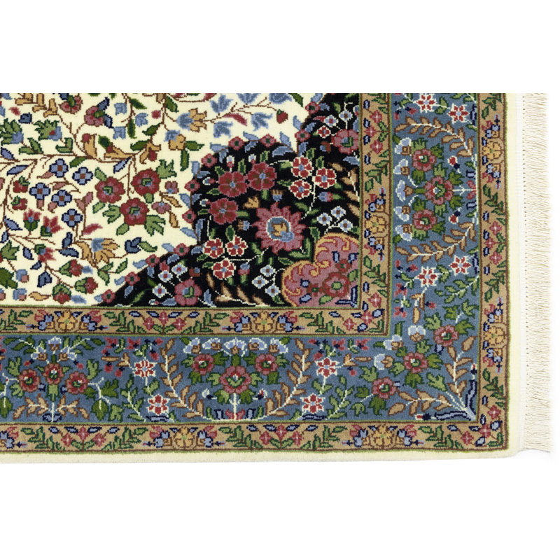 Cream Traditional 5X7 Indo Kerman Oriental Area Rug
