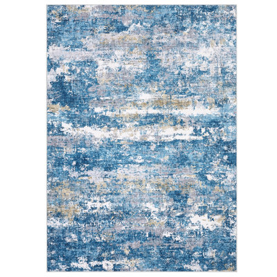 Area Rug for Living Room Machine Washable Modern Abstract Accent Carpet Non-Slip Low Pile Indoor Bedroom Rug Stain-Resistant Easy-Clean Area Rug for Balcony Playroom Kids Room Decor
