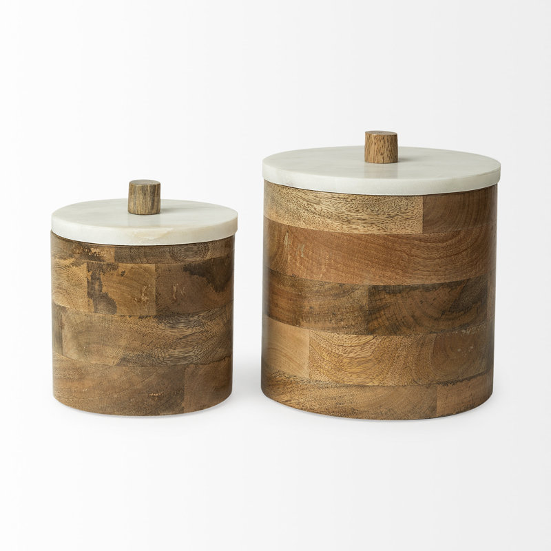 Sandook Solid Wood Hat Box, 6.69" H x 5.9" W x 5.9" D