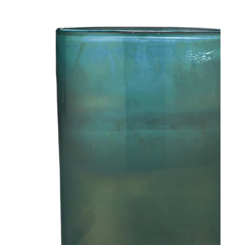 Large Aqua Glass Table Vase with Metallic Finish
