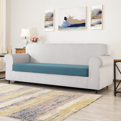 Stretch Textured Grid Box Cushion Sofa Slipcover
