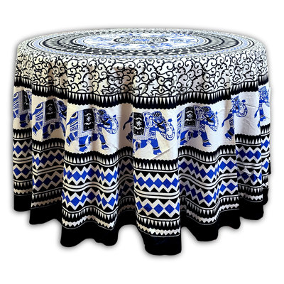 Elephant Geometric Cotton Tablecloth Round