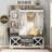 74.8"H x 59.1"W Farmhouse LED Hall Tree with Bench, 16 Adjustable Shoe Cubbies, 7 Coat Hooks, 2 Umbrella Holders & Sock Drawer, Multifunctional Mudroom Entryway Storage Cabinet-1881305905