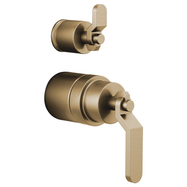 Litze® Rook Shower Integrated Valve with Handles, Luxe Gold, Industrial Lever