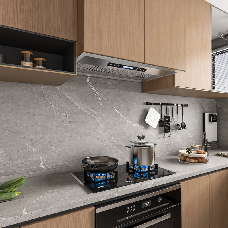 Hotte encastrable 42 pouces 900 CFM convertible à 4 vitesses en acier inoxydable avec télécommande et panneau tactile avec lumières DEL