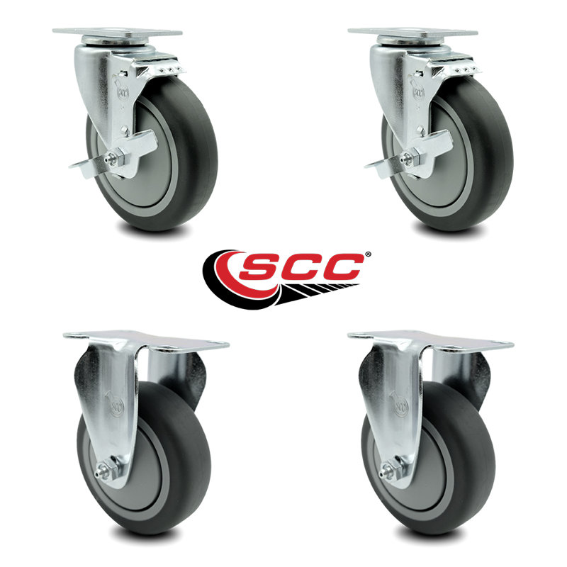 4 Piece Thermoplastic Rubber Caster Set