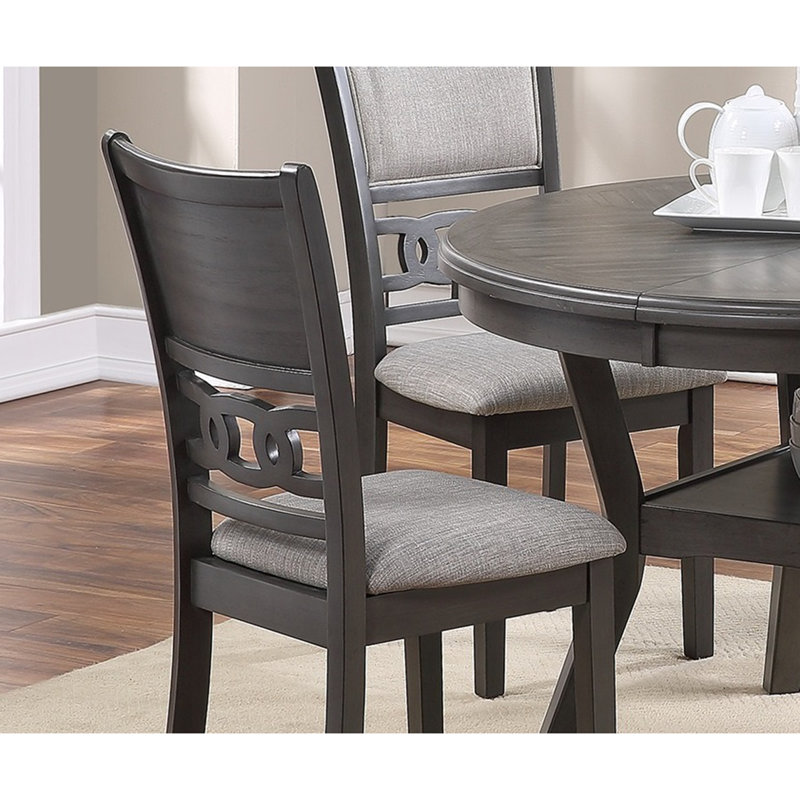 Chaises d'appoint de salle à manger à finition grise avec coussins et dossier unique