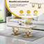 Table basse rectangulaire en marbre avec base en acier inoxydable-885499966-885499967