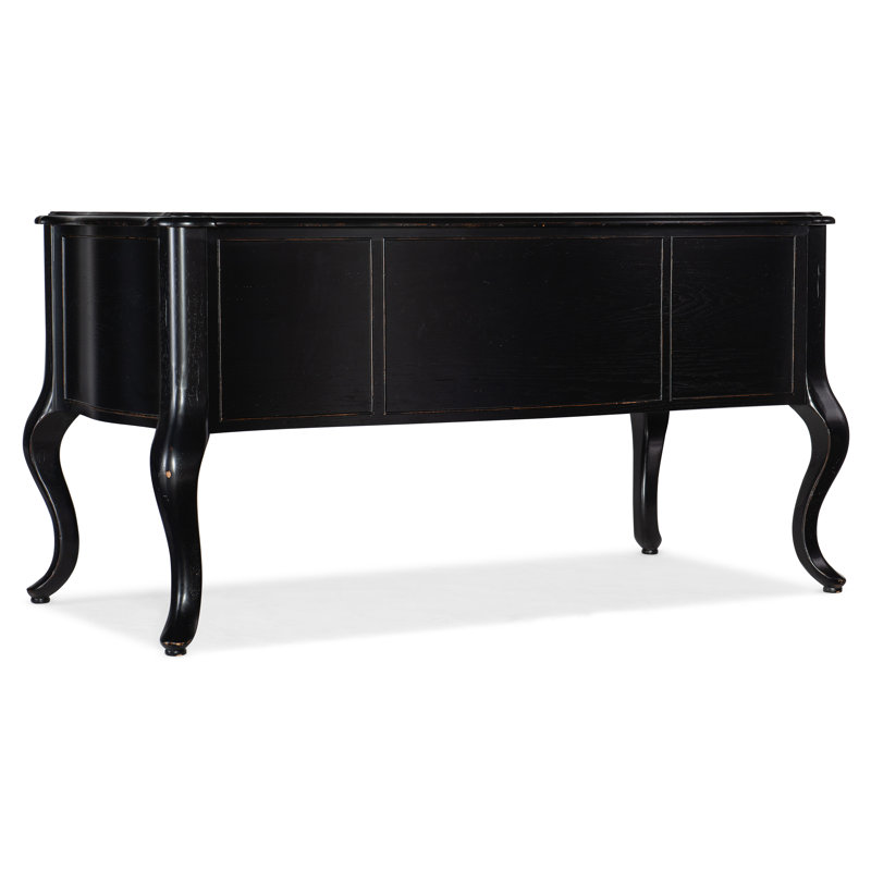 Bristowe Traditional Black Executive Desk with 5 Drawers and Keyboard Tray