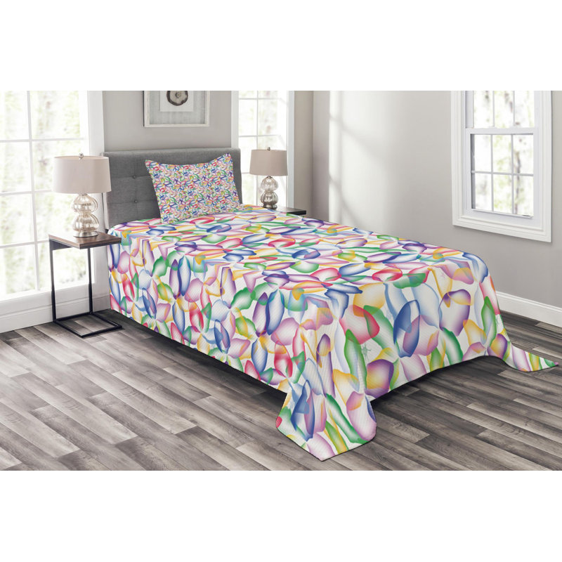 Farmhouse / Country Polyester Floral Coverlet, Twin Coverlet + 1 Sham