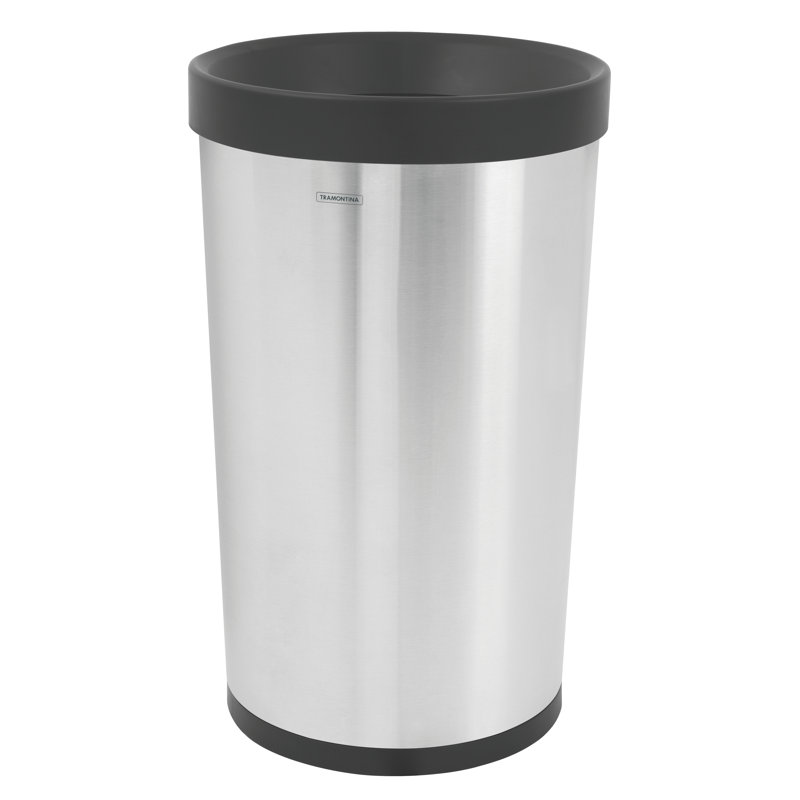 13 Gallon Silver Stainless Steel Open-Top Office Trash Can