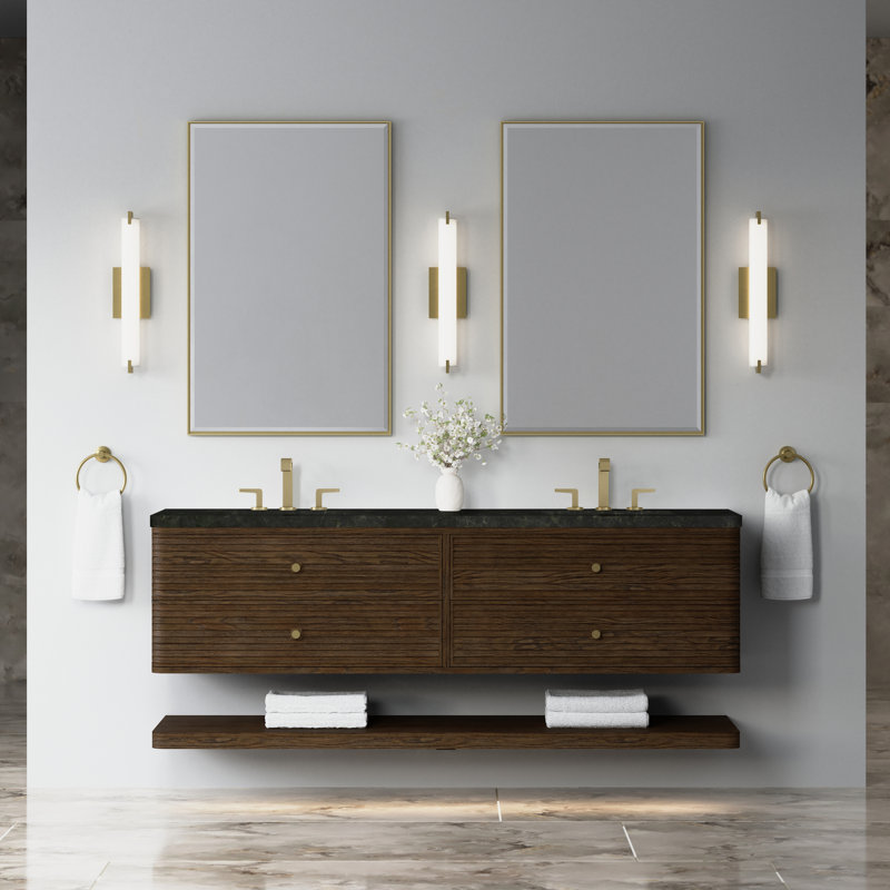 Allamari 72" W Double Vanity, Phantome Eclos, Sable Oak, 8" Widespread