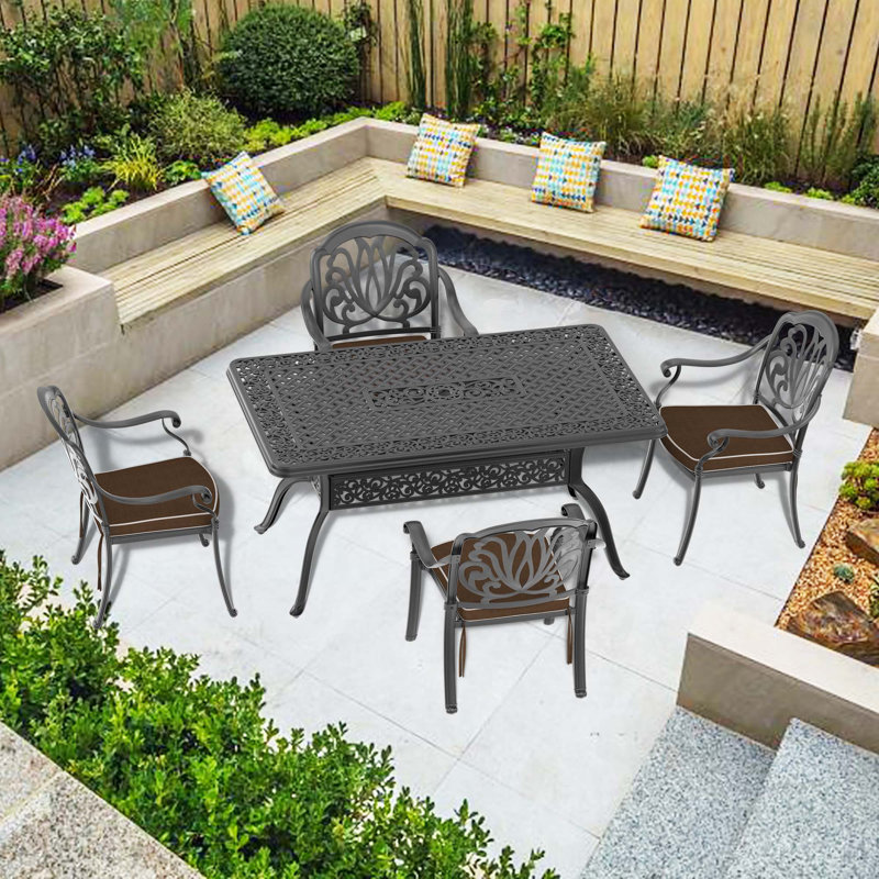 Ensemble durable de meubles de patio en aluminium coulé avec coussins, 4
