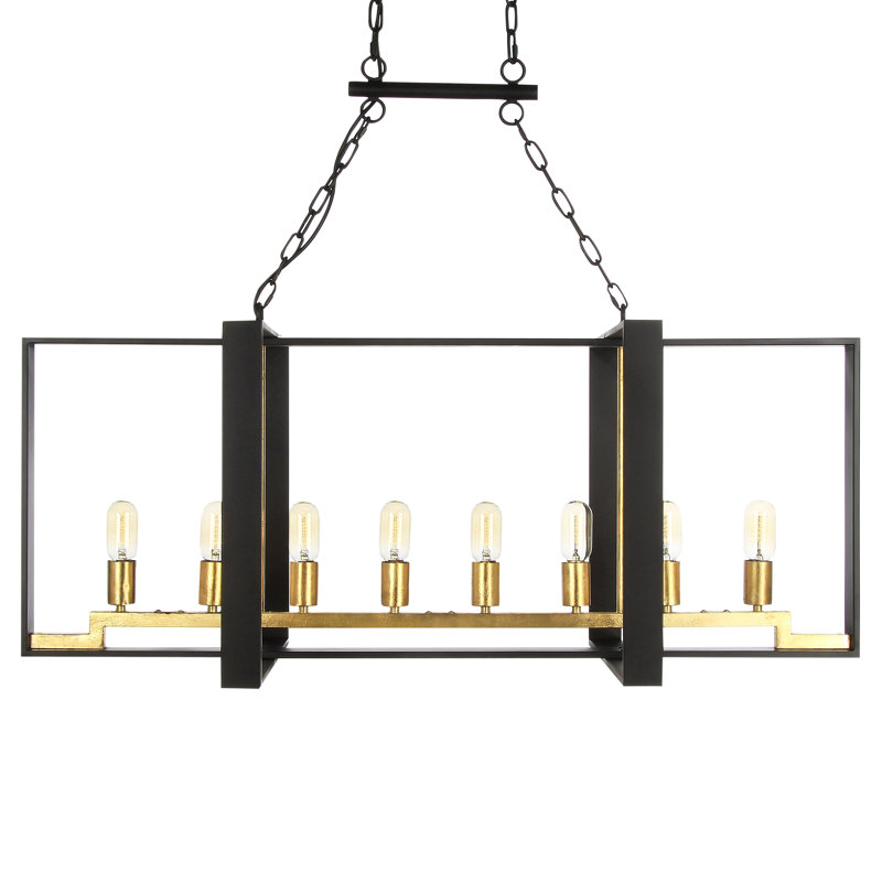 Luminaire suspendu rectangulaire à 8 lumières pour îlot de cuisine Manhattan