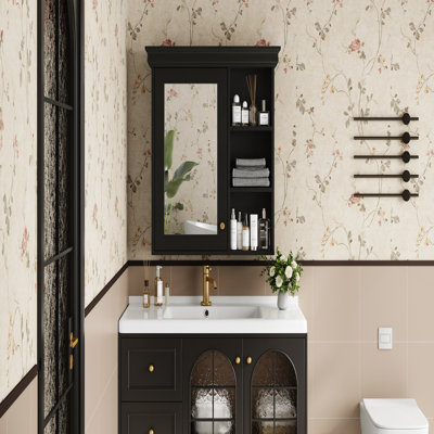Armoire à pharmacie de salle de bain avec miroir 30 po x 28 po, armoire à miroir murale avec rangement, armoire de rangement blanche pour salle de bain