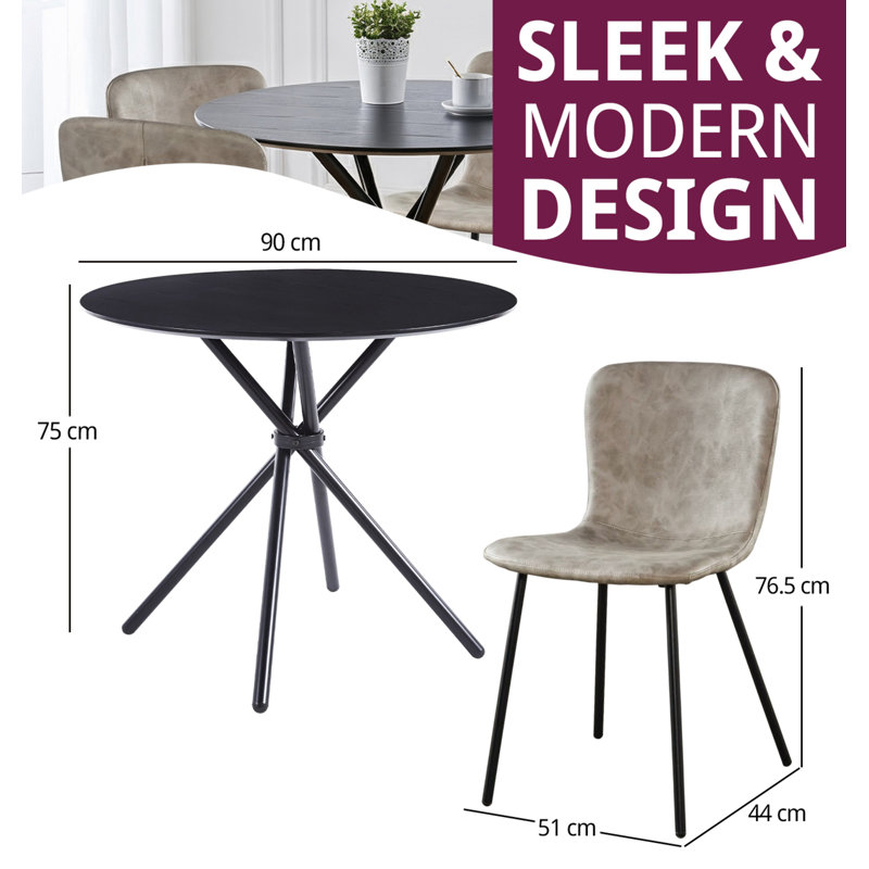 Mose 4 -Person Dining Set, Black