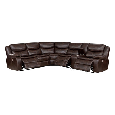 123.4" W Transitional Sectional, Brown