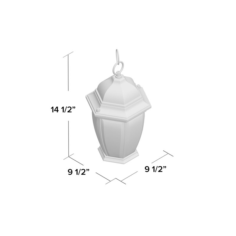 Lanterne suspendue d'extérieur en fonte d'aluminium 1 lumière H 14,5 po, Noir mat