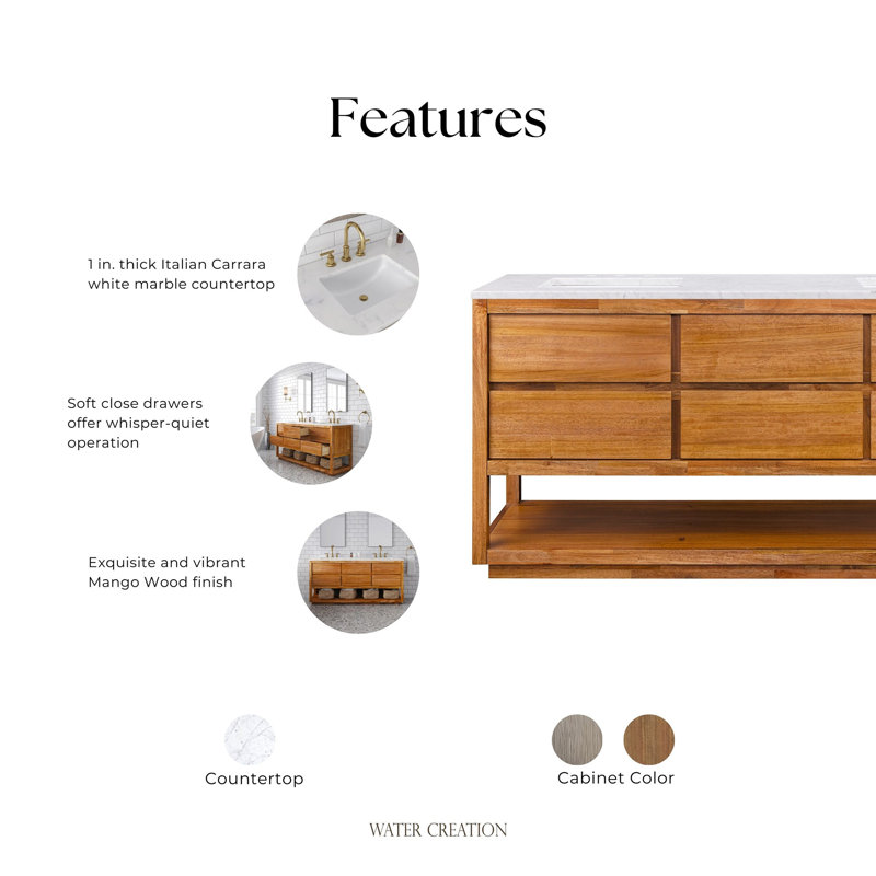 72'' W Double Vanity, Mangowood