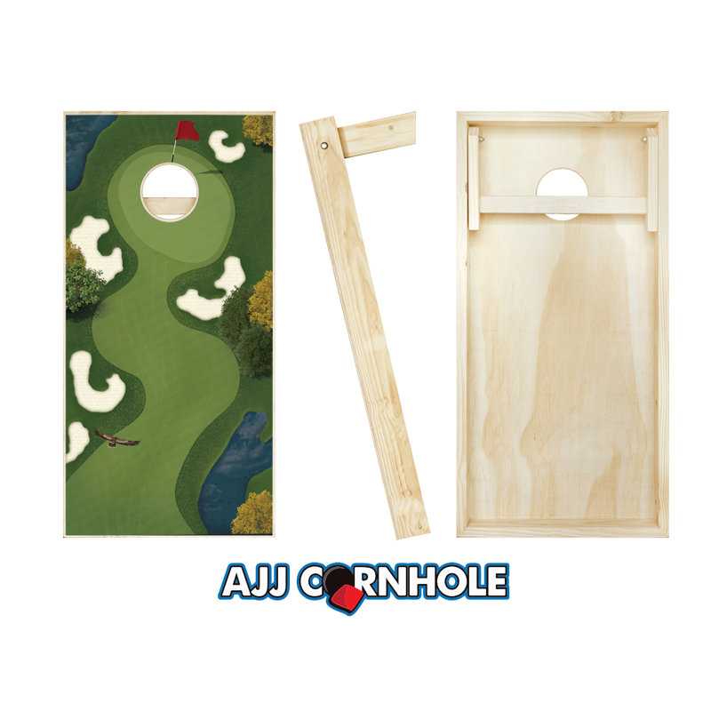 Ensemble de 2 trous de corniche en bois massif 2 'x 4' avec sacs, Noir / vert Kelly