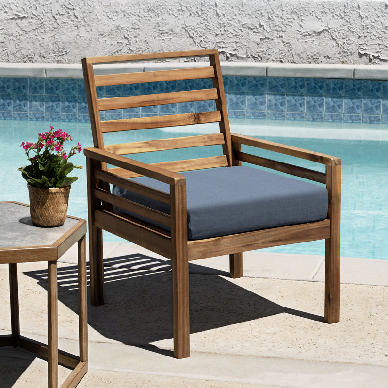 Meridian Outdoor Square Dining Seat Cushion, Heathered Blue