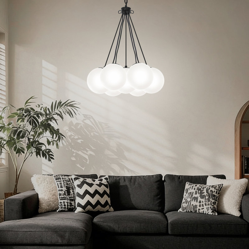 7- Light  Modern Chandelier Sputnik Chandelier Glass Chandelier With White Glass