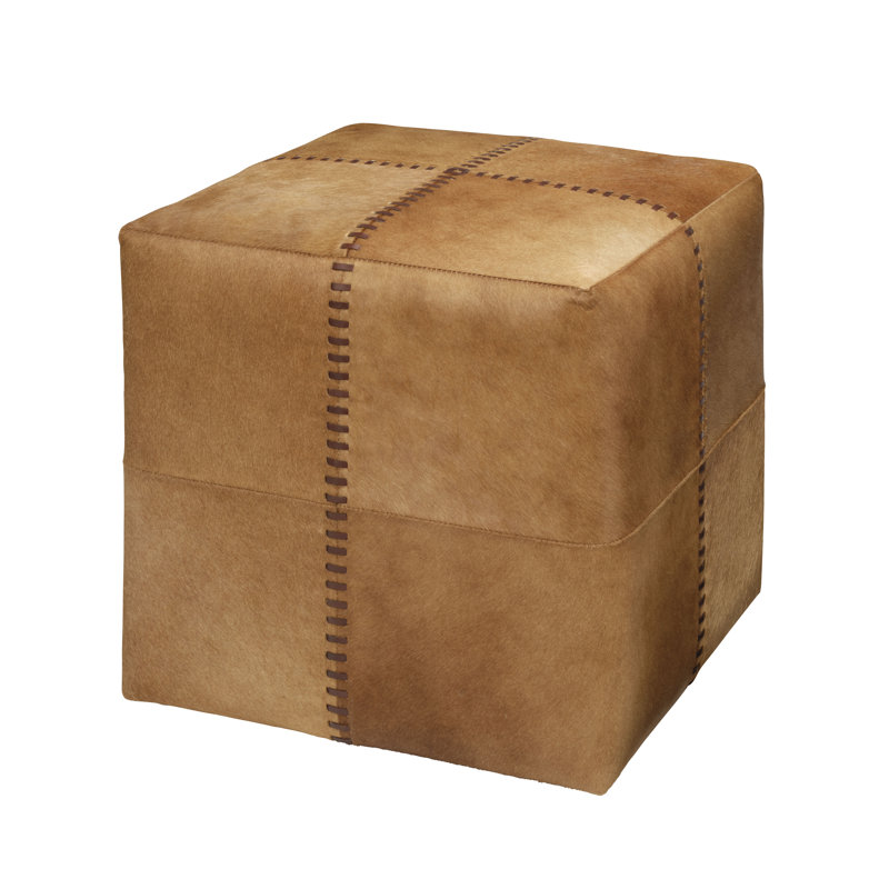 Cream Hide Ottoman, Small, Saddle