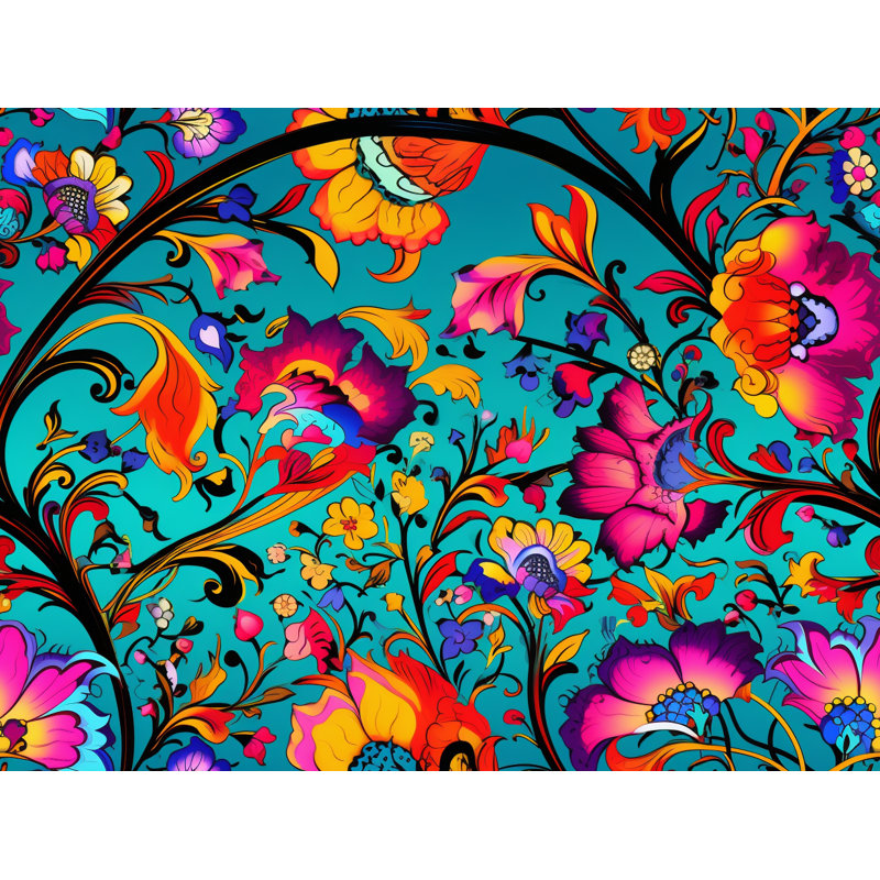 Machine Printed Throw Blanket, Floral, 60" L x 50" W, Mix Green