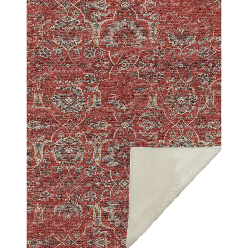 Couverture Sherpa rouge One Pixie Street 50 po x 70 po, rouge, Ivoire; étain; beige