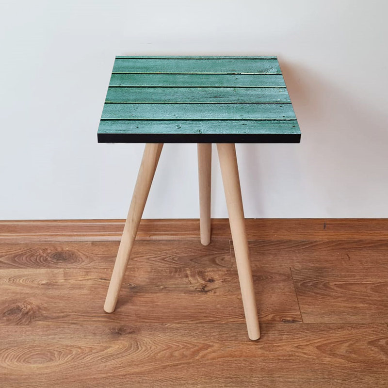 Table d'appoint moderne moderne avec pieds en bois de hêtre, 13,8 po x 16,5 po x 13,8 po | 100% panneau de fibres à densité moyenne avec une épaisseur de 0,71 pouce | Conception géométrique, parfaite pour le salon et la chambre à coucher, pièce décorative élégante et fonctionnelle